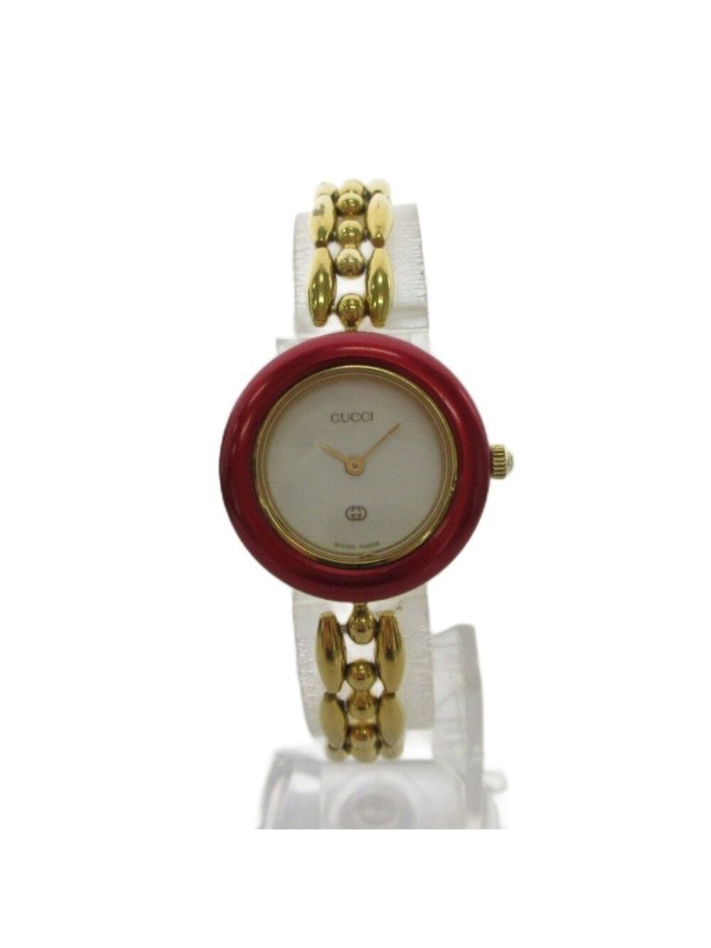 Gucci Change Bezel 6 Color Watch Quartz Analog 2 Needle Stainless Steel Gold